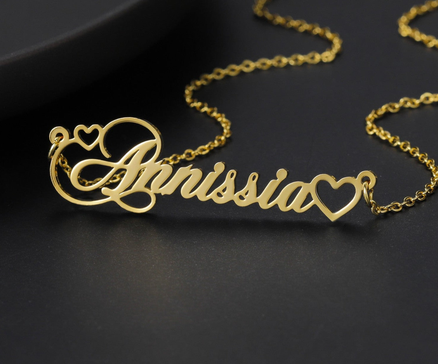 Personalized Heart Cursive Necklace