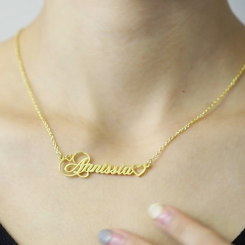 Personalized Heart Cursive Necklace