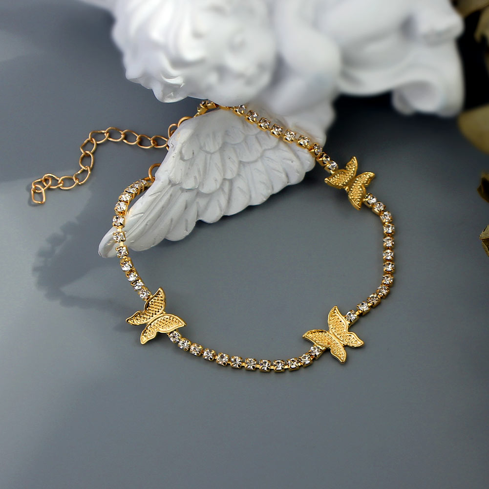 Butterfly Rhinestone Anklet Bracelet