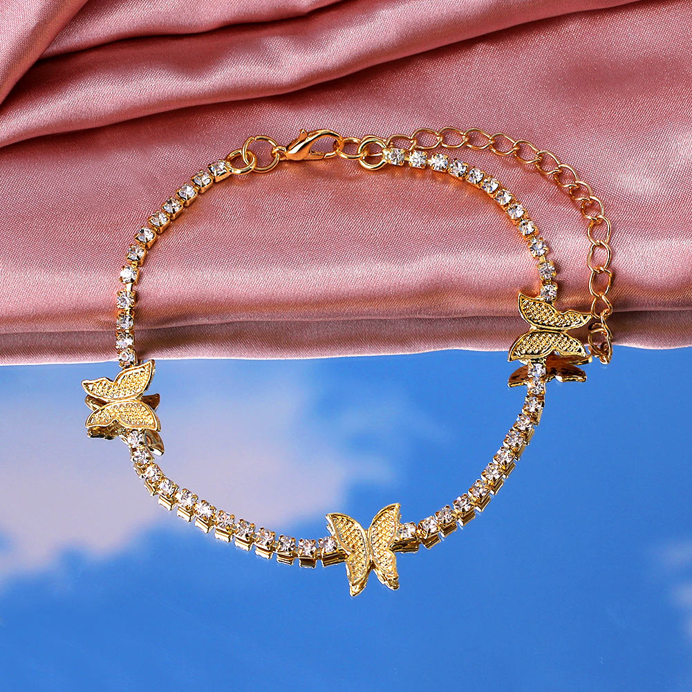 Butterfly Rhinestone Anklet Bracelet