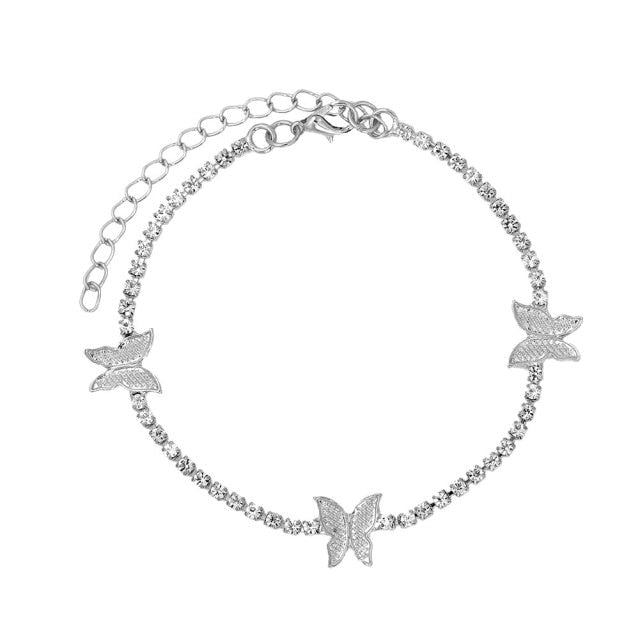 Butterfly Rhinestone Anklet Bracelet
