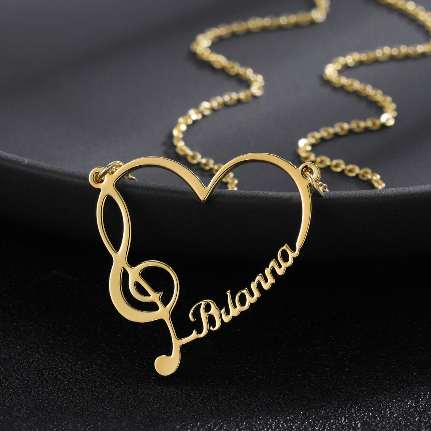 Personalized Treble Clef Music Necklace