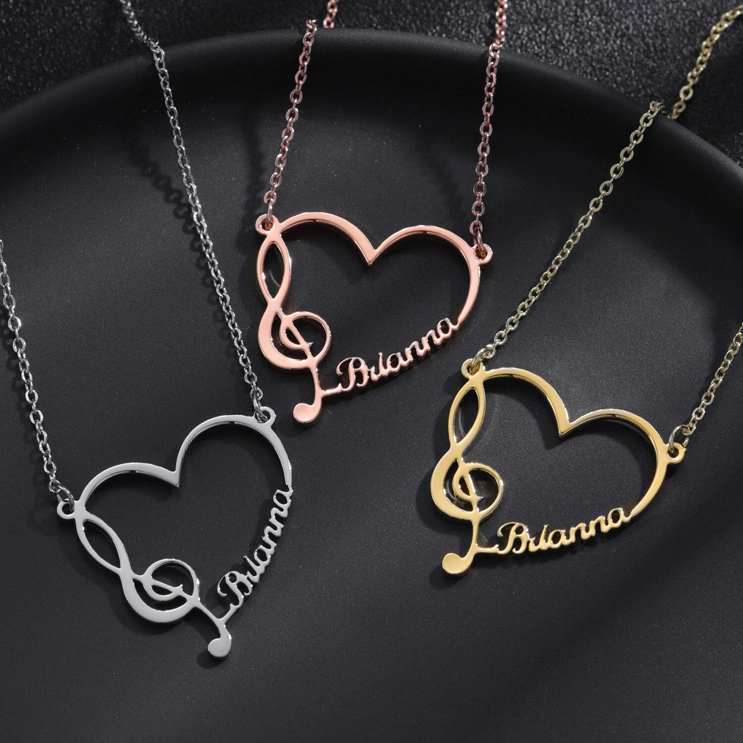Personalized Treble Clef Music Necklace