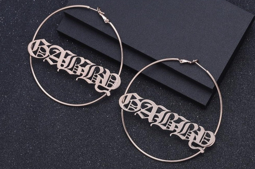 Personalized Old English Earrings - Limitless Jewellery