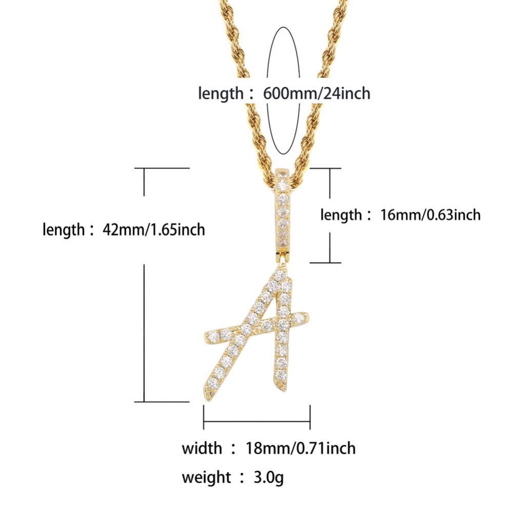 Iced A-Z Initial Necklace - Limitless Jewellery