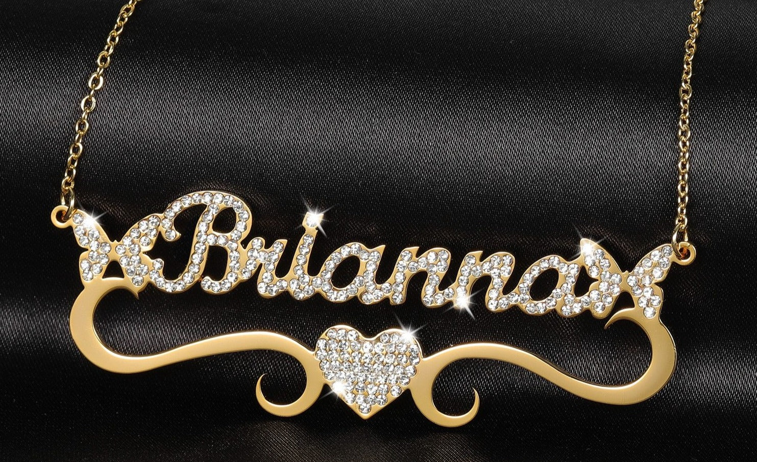 Personalized Iced Butterfly Heart Necklace