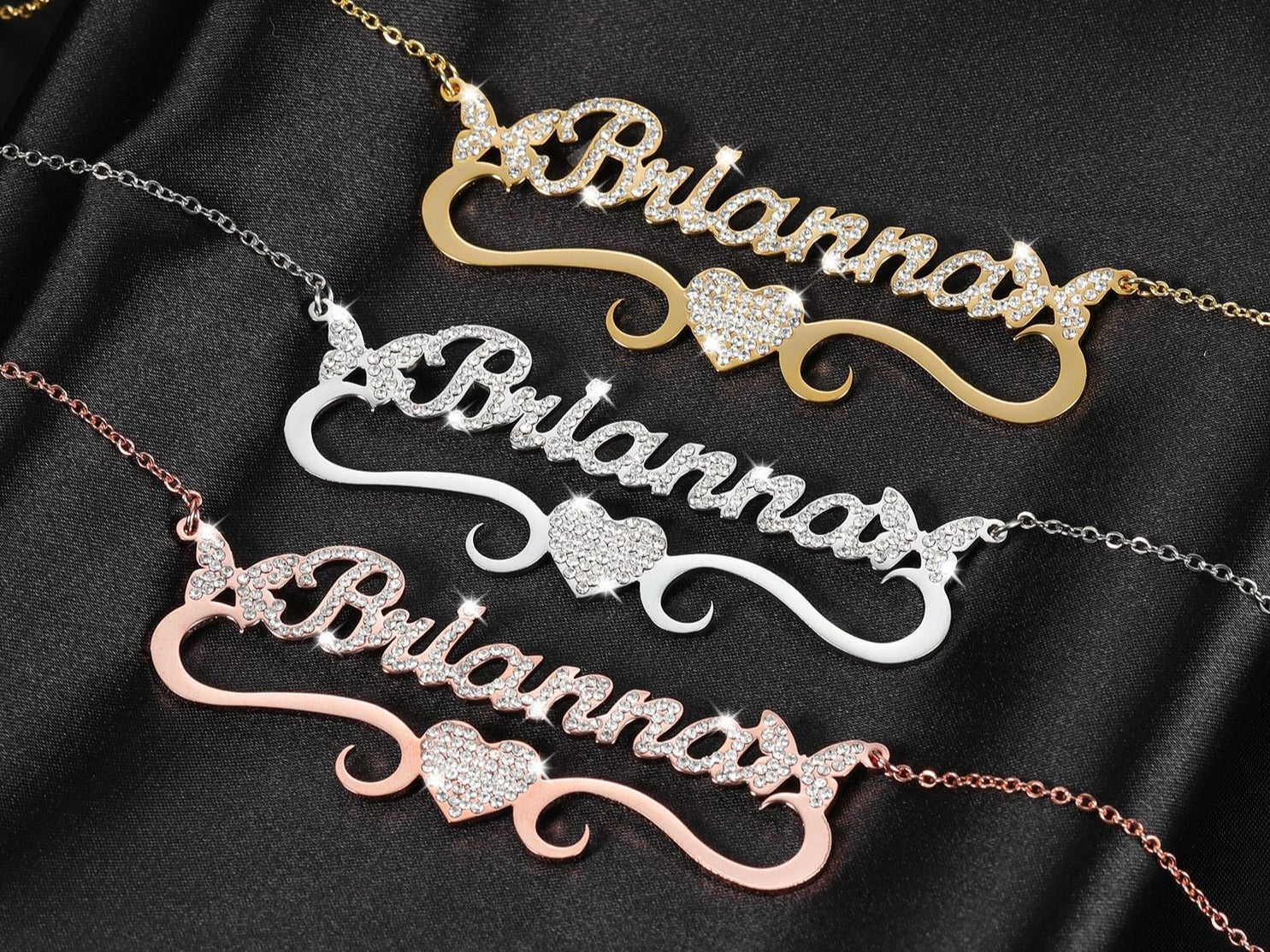 Personalized Iced Butterfly Heart Necklace
