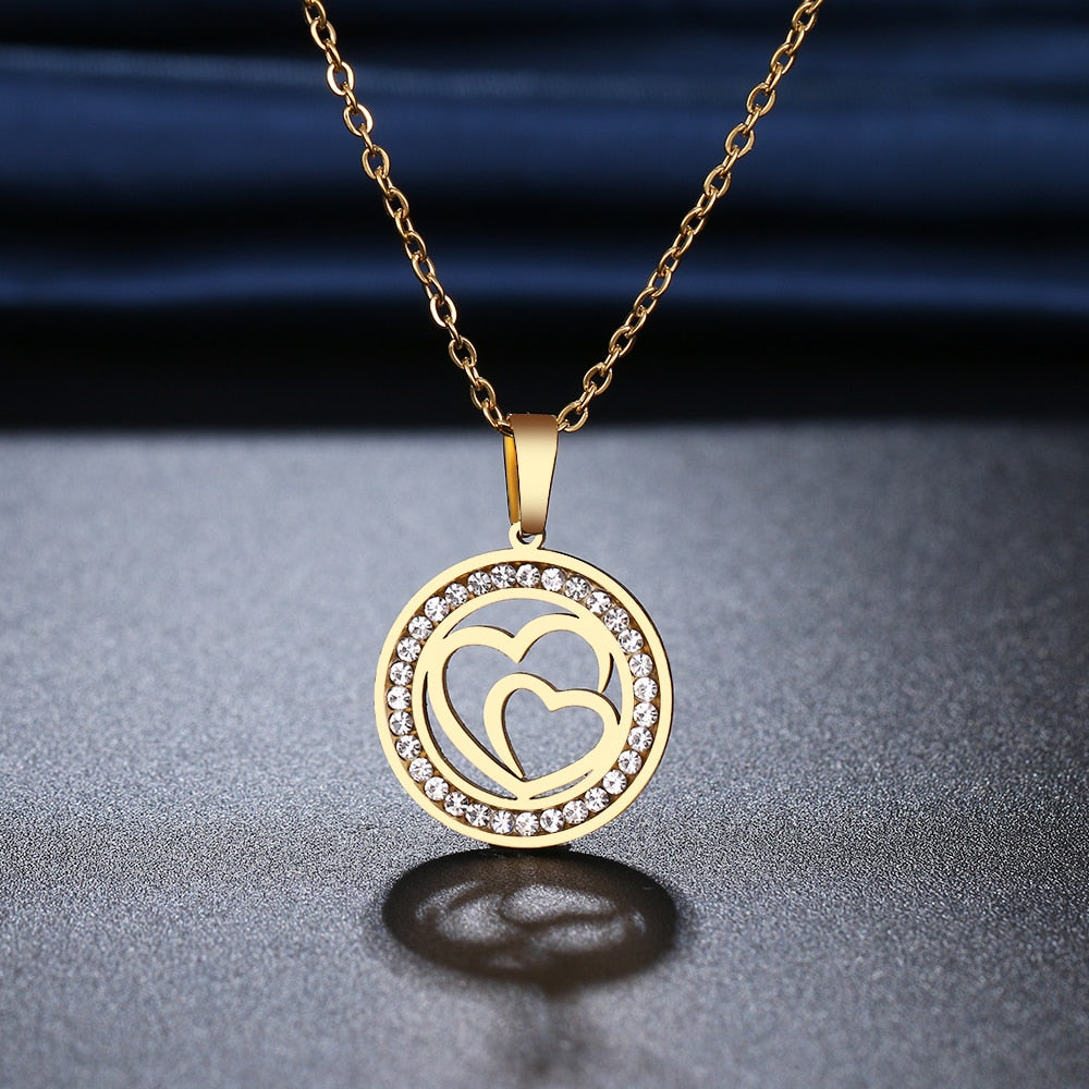 Iced Double Heart Necklace