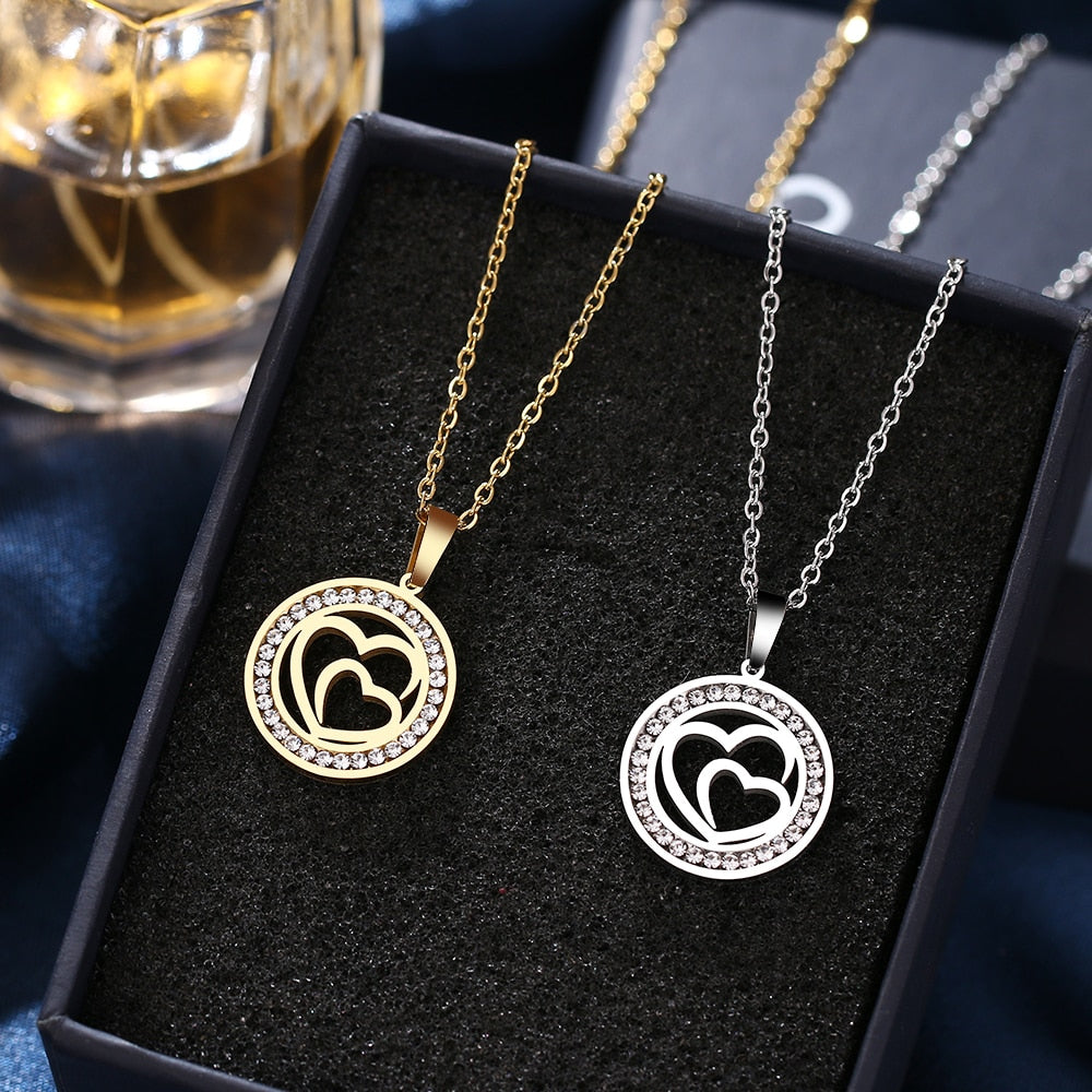 Iced Double Heart Necklace