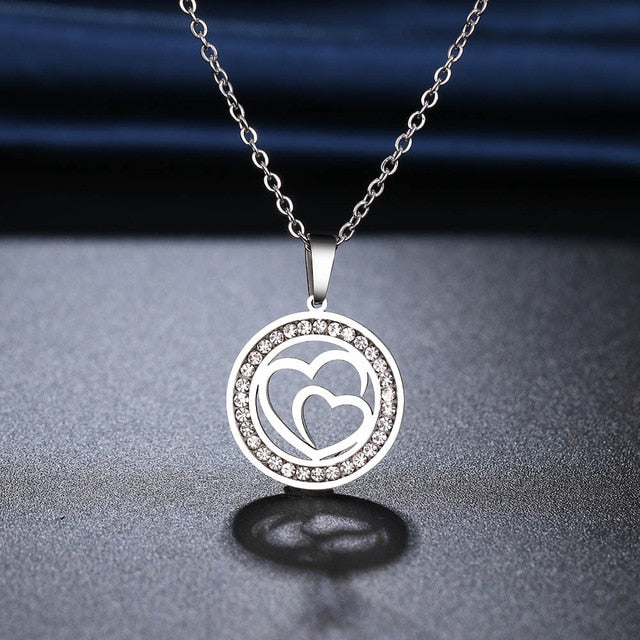 Iced Double Heart Necklace