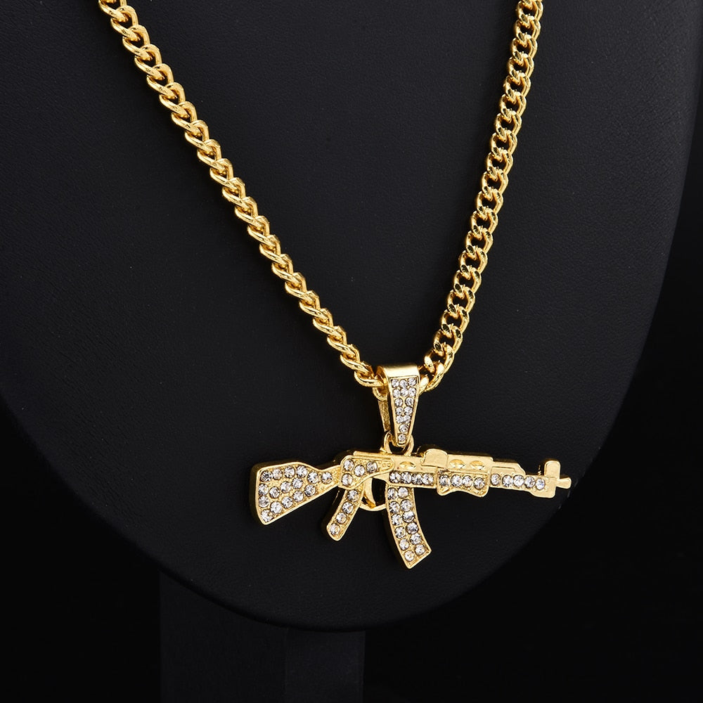 Bling Gun Pendant Necklace