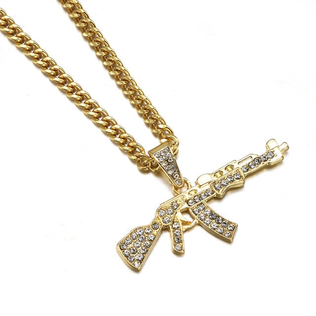 Bling Gun Pendant Necklace