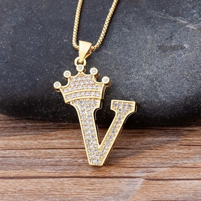 Crown Initial Necklace