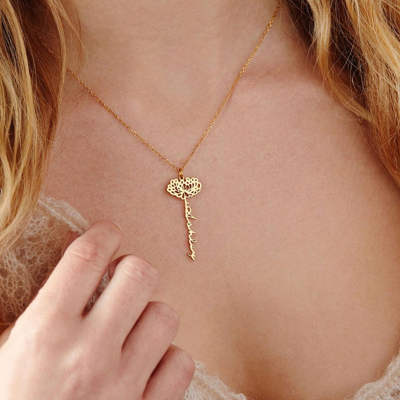 Personalized Flower Necklace