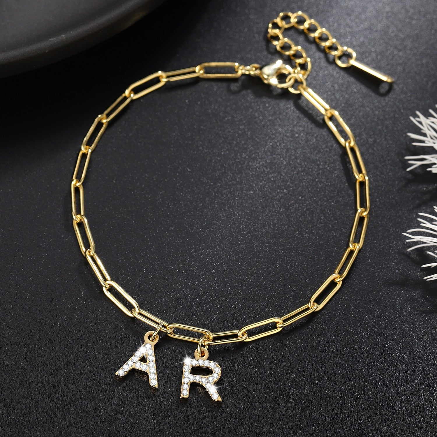 Double Initial Iced Bracelet