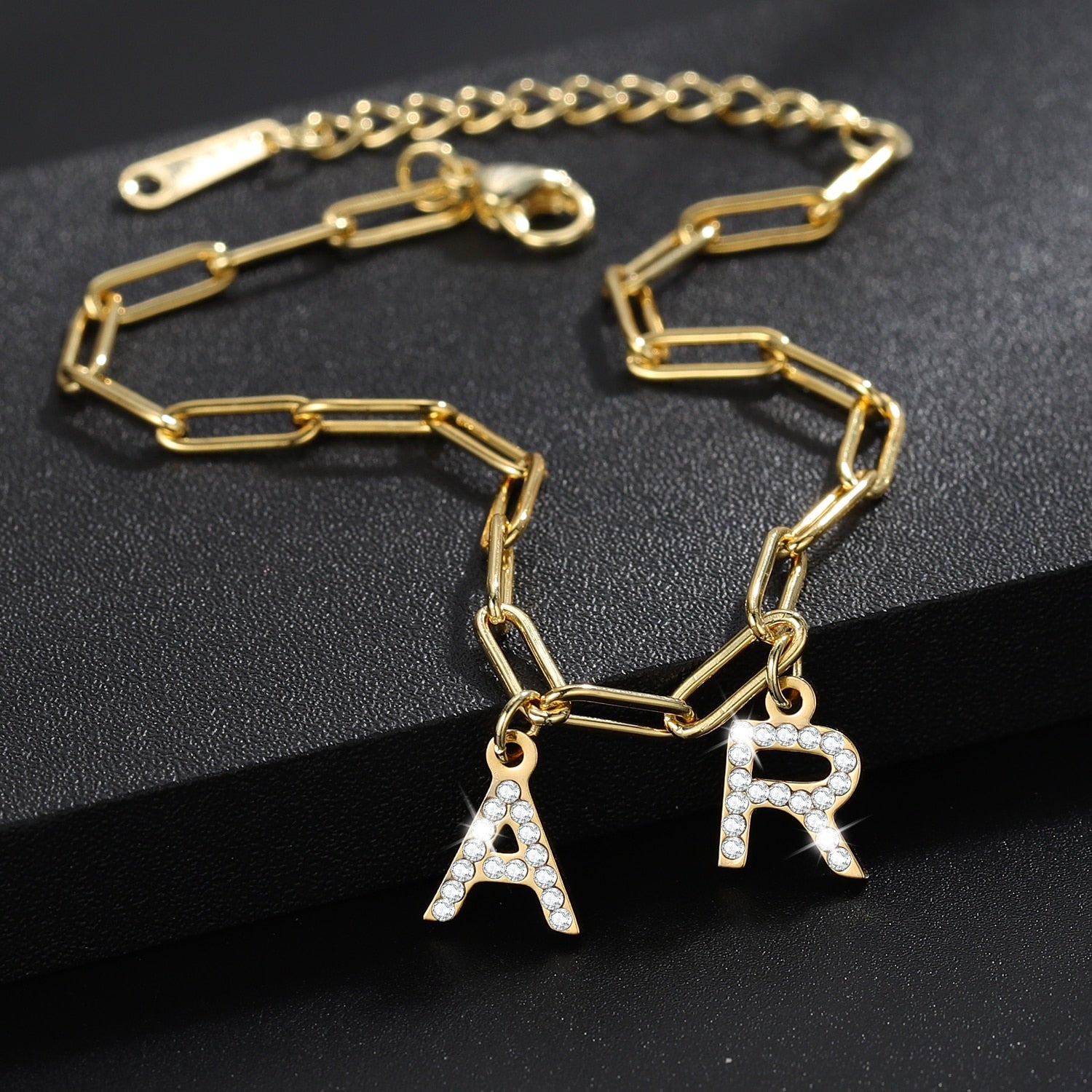 Double Initial Iced Bracelet