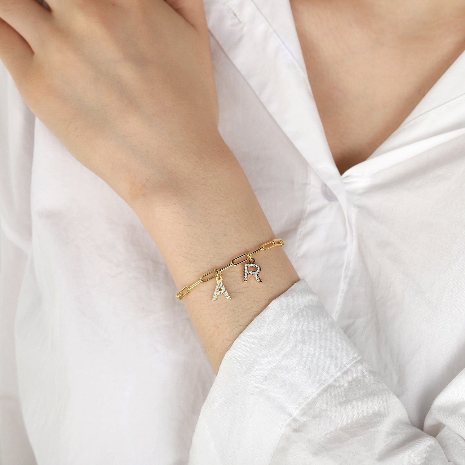 Double Initial Iced Bracelet