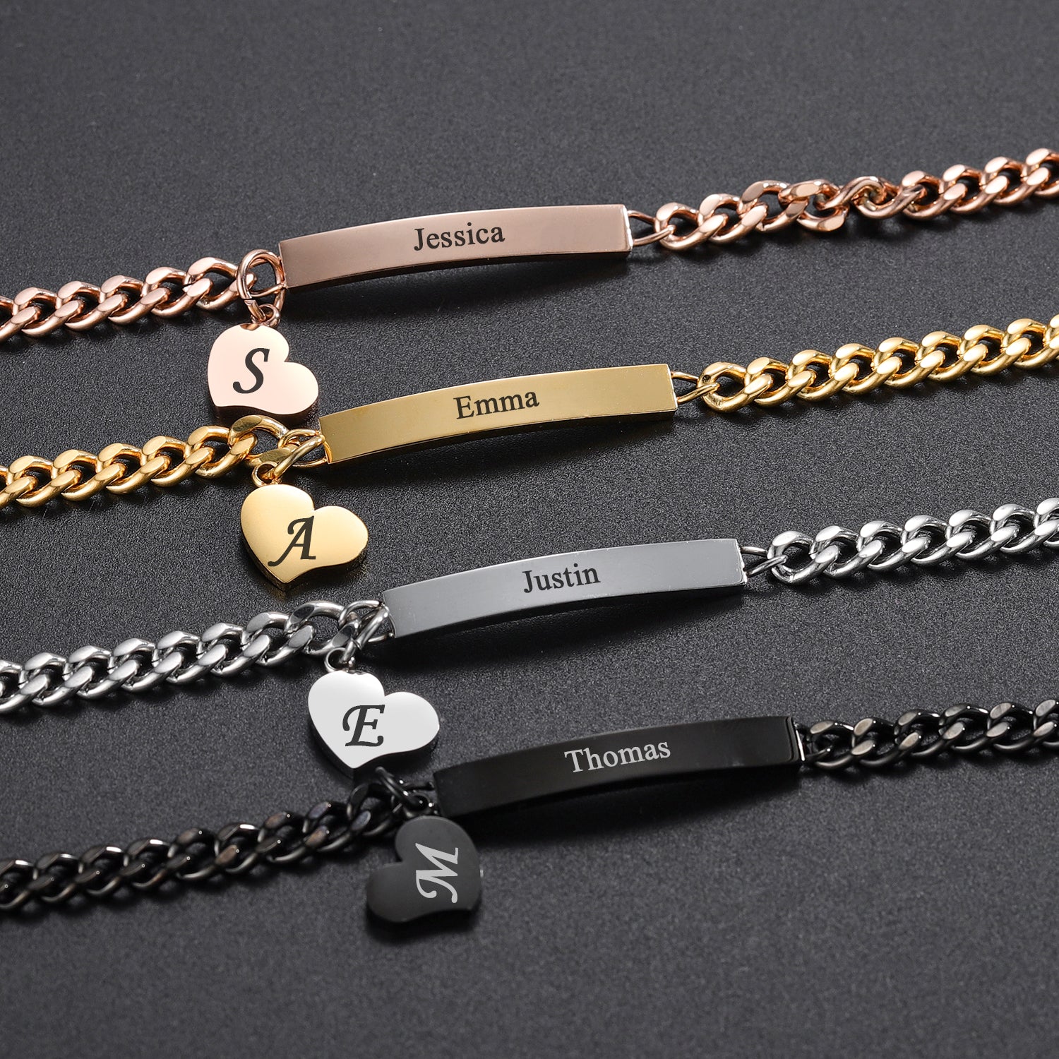 Personalized Heart Initial Bracelet