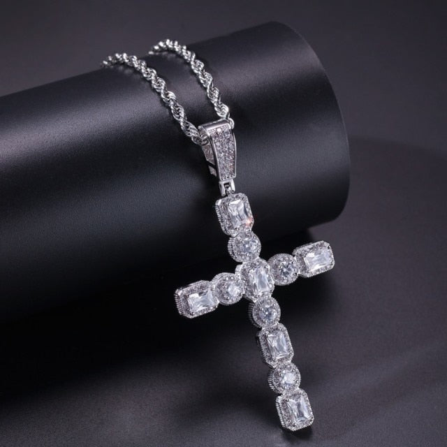Iced Cross Pendant Necklace