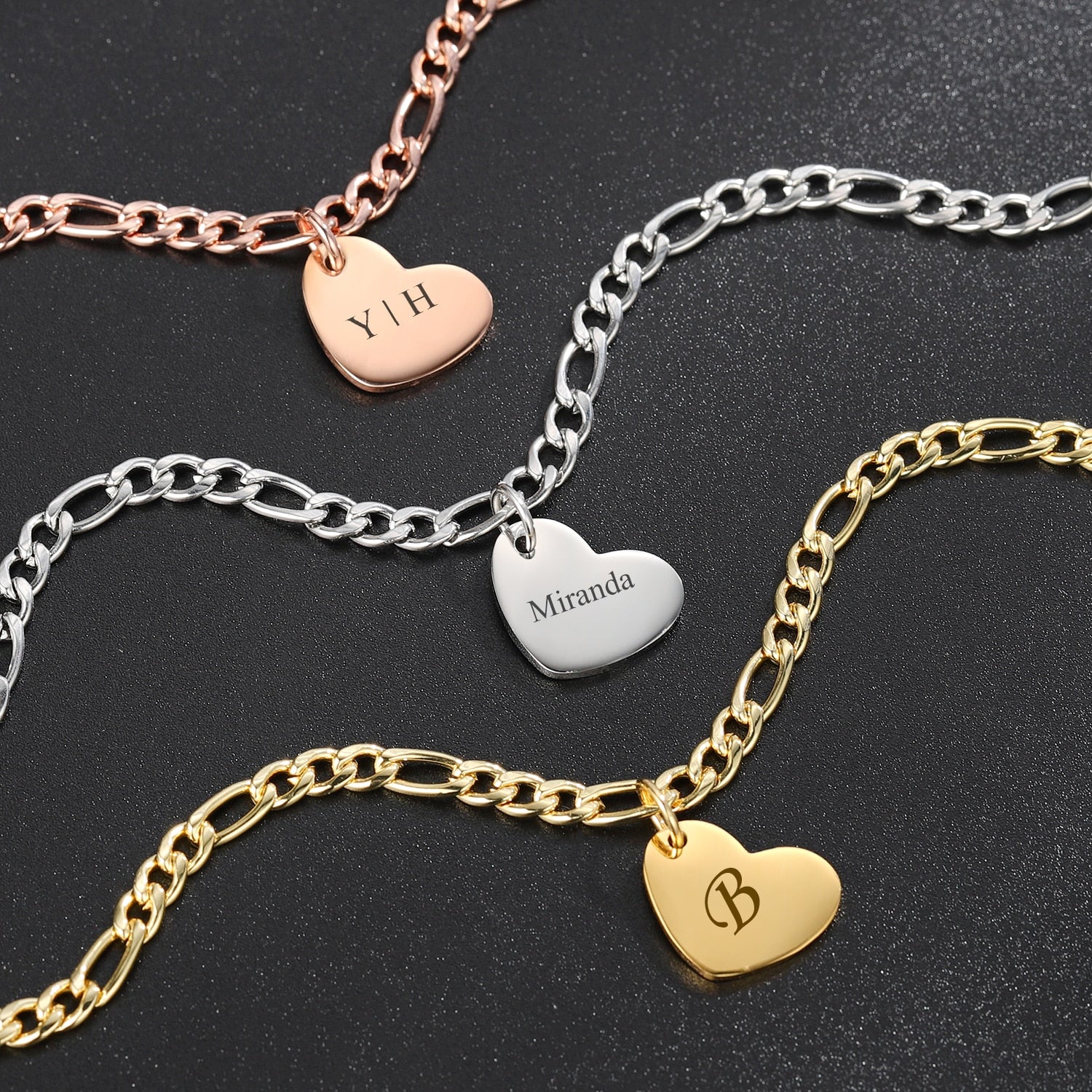 Personalized Heart Anklet Bracelet