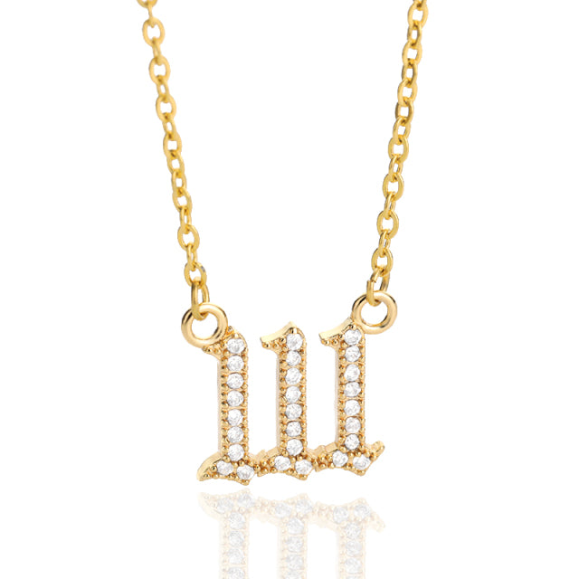 Iced Angel Number Necklace