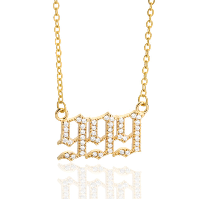 Iced Angel Number Necklace