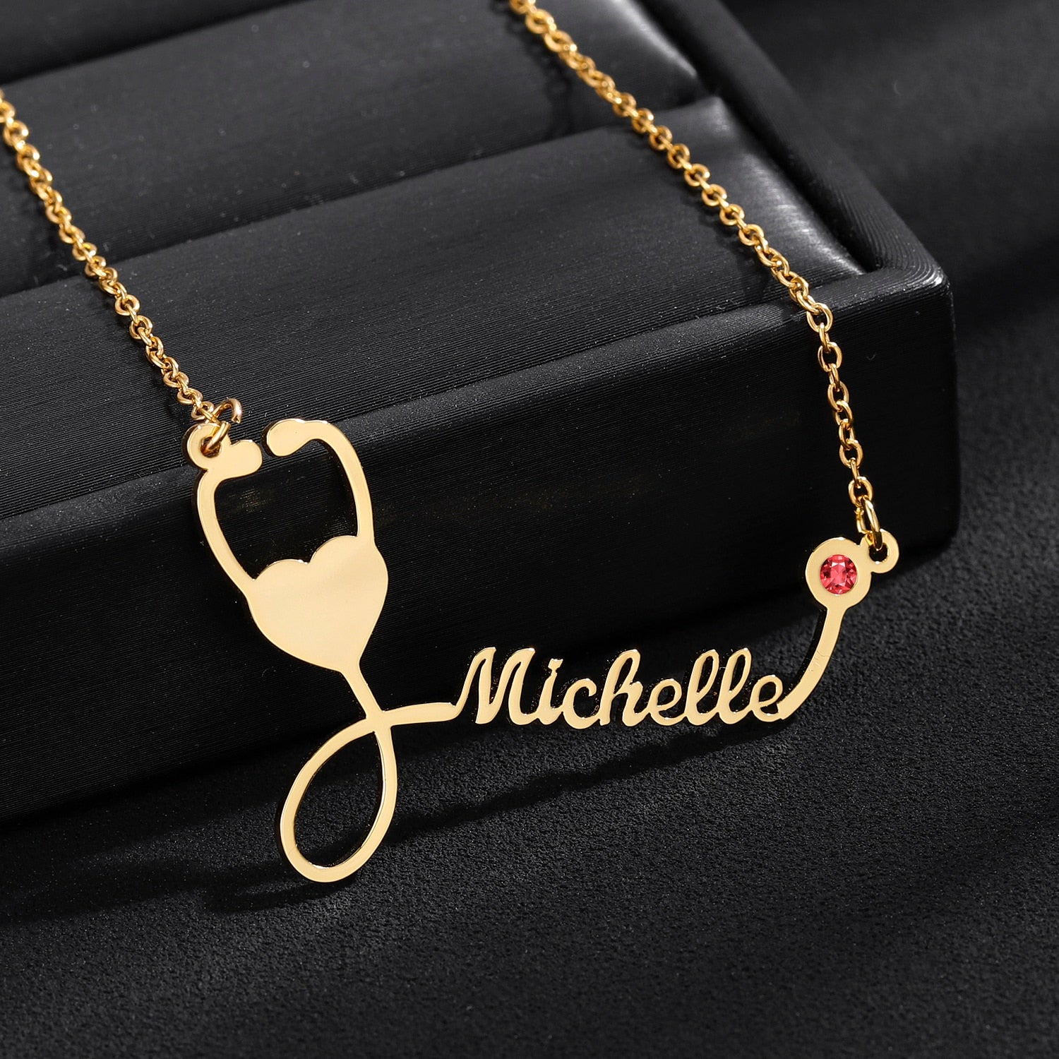Personalized Birthstone Stethoscope Necklace