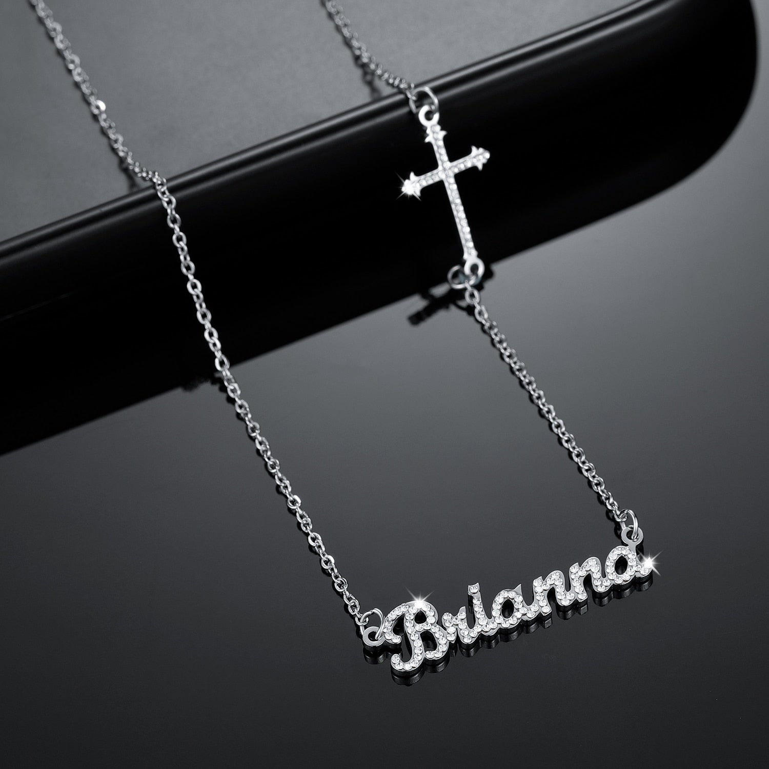 Personalized Cross Iced Out Necklace