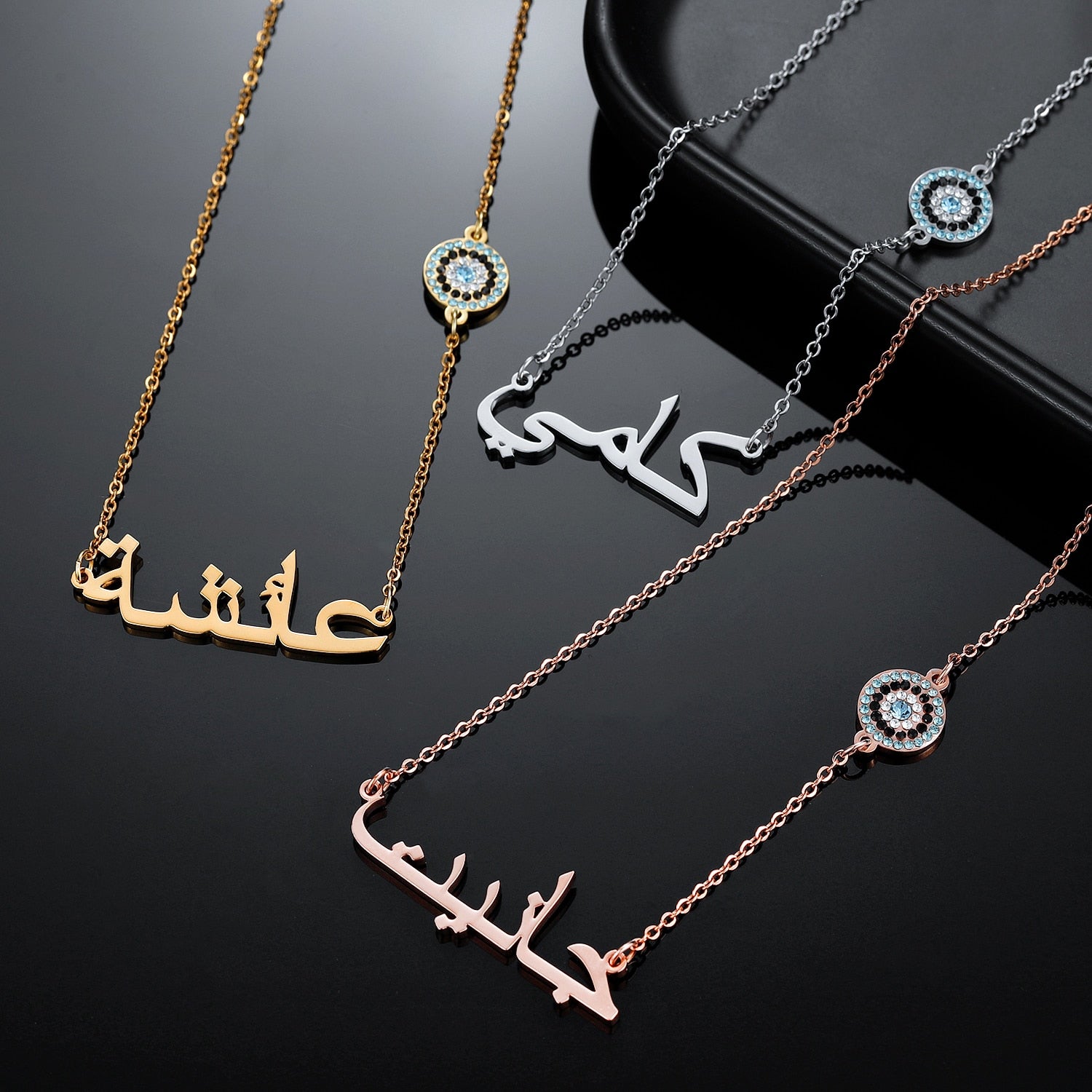 Personalized Evil Eye Arabic Necklace - Limitless Jewellery
