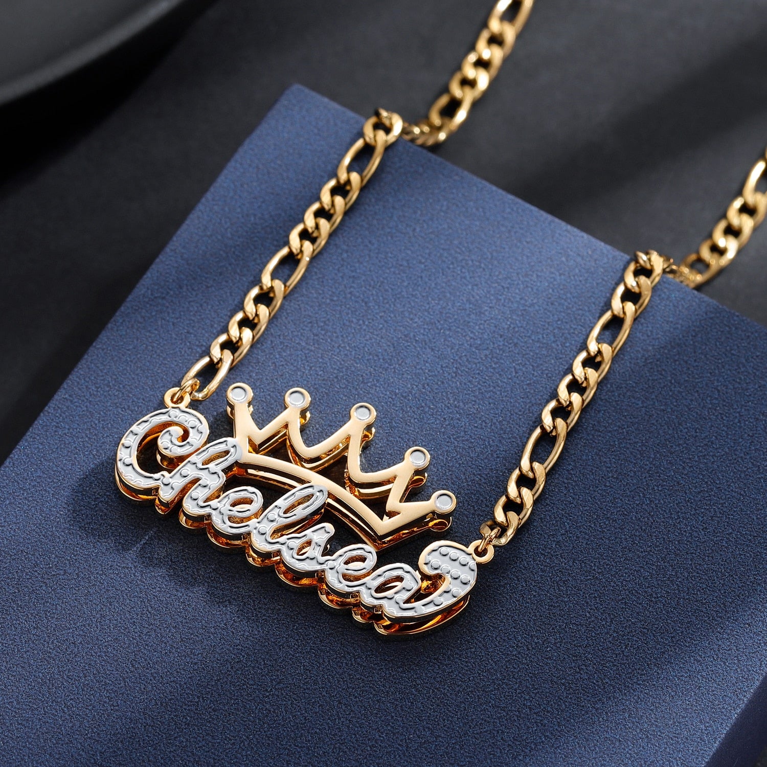 Peronsalized Tone Crown Necklace