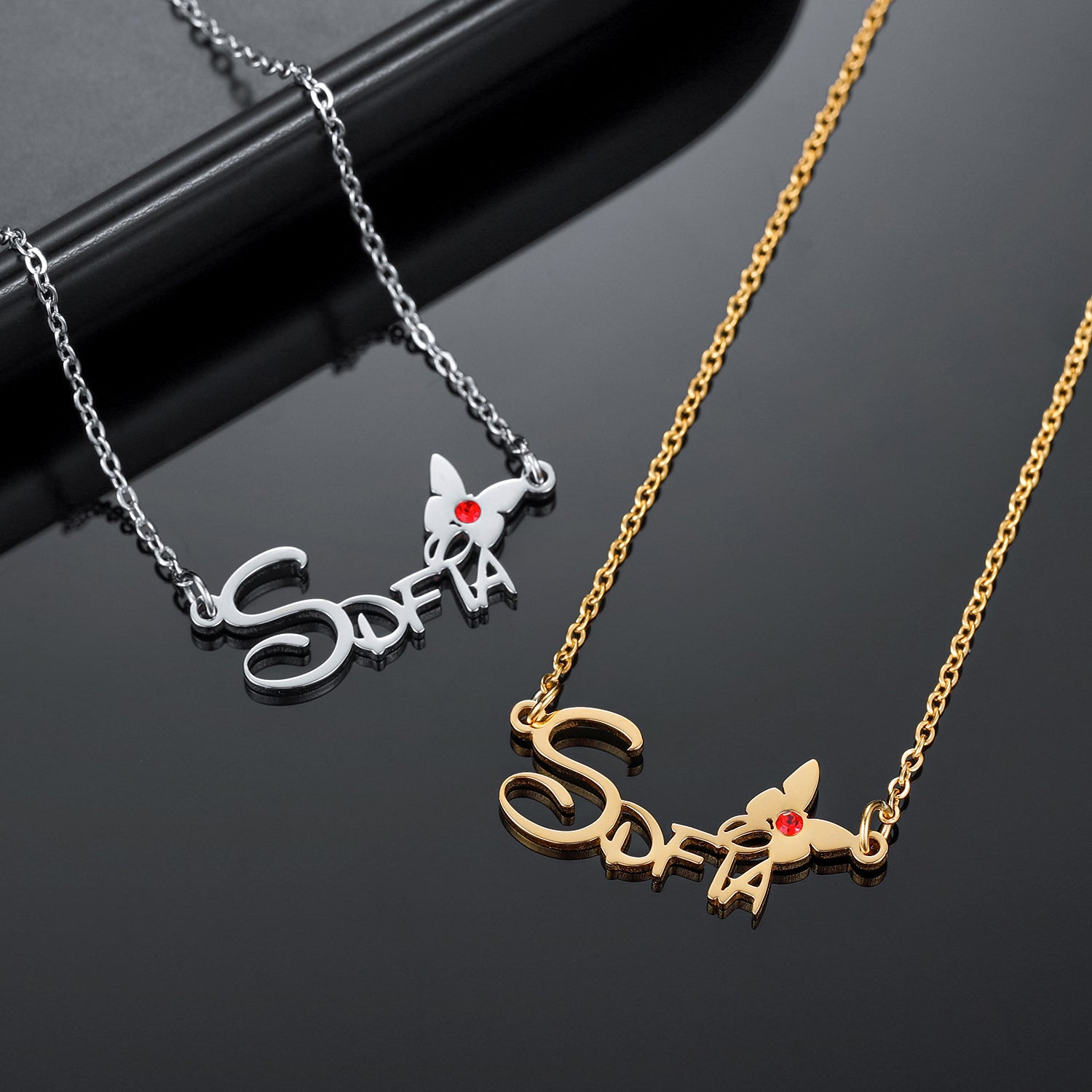 Personalized Birthstone Butterfly Necklace