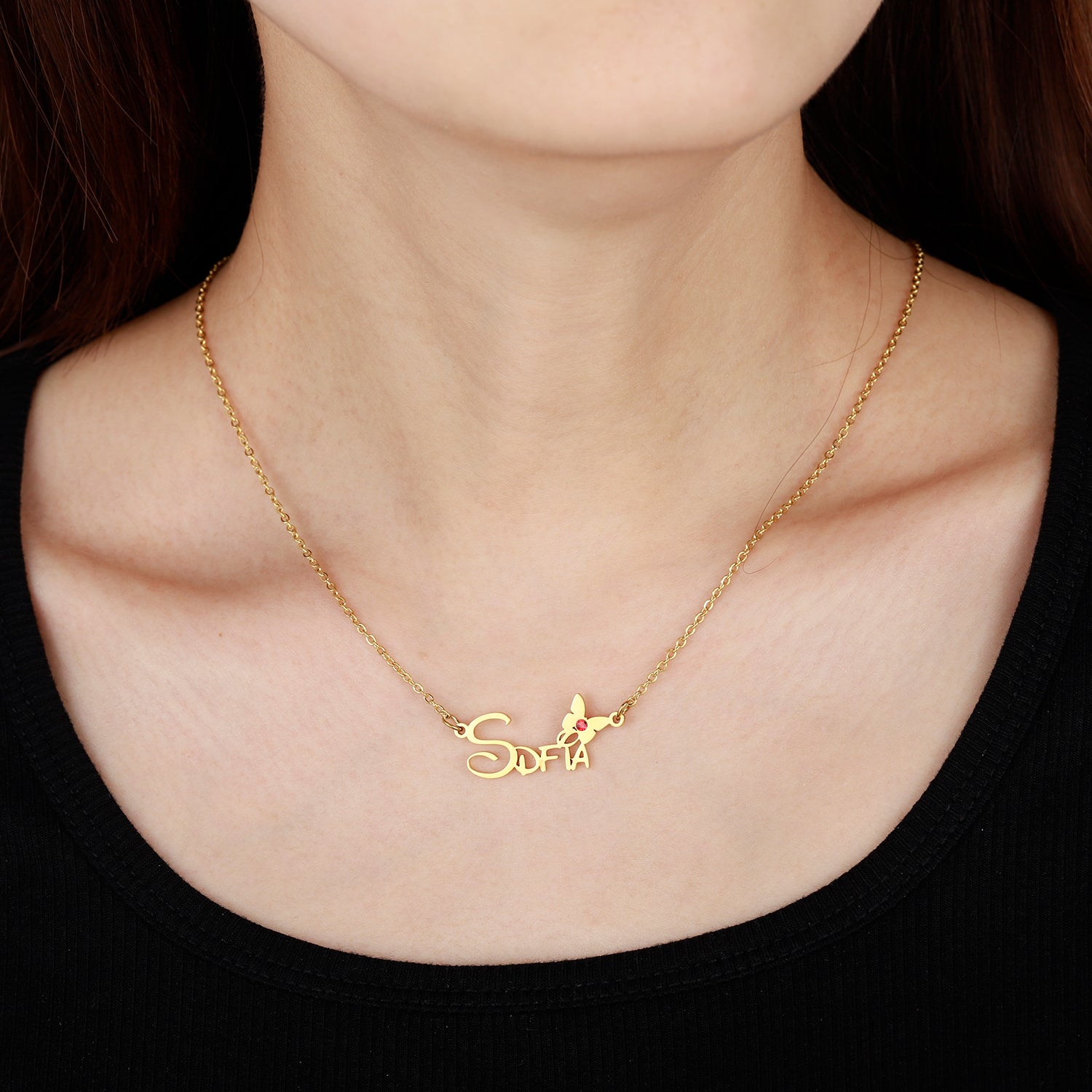 Personalized Birthstone Butterfly Necklace