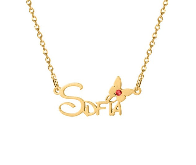 Personalized Birthstone Butterfly Necklace