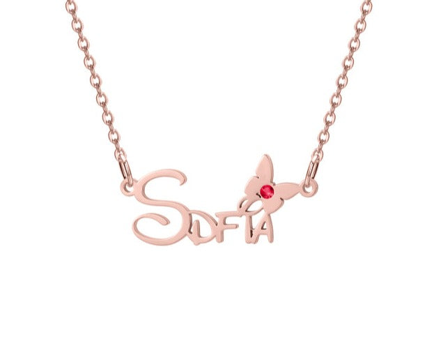 Personalized Birthstone Butterfly Necklace