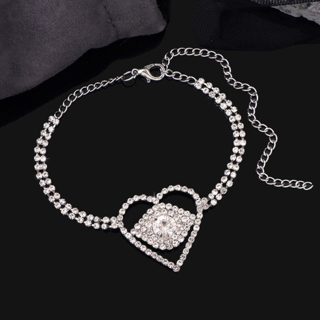Evil Eye Rhinestone Tennis Anklet Bracelet