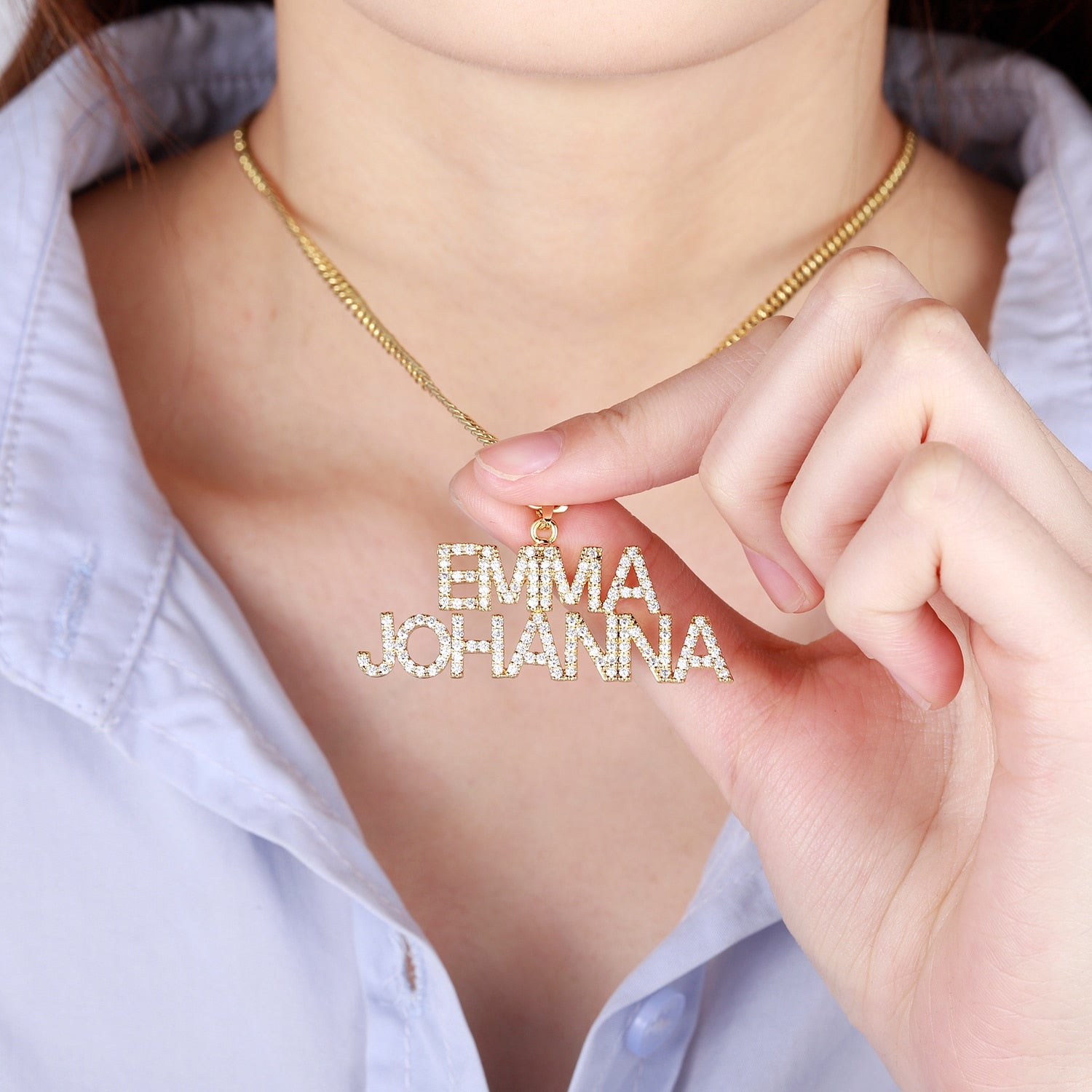 Personalized Iced Double Name Necklace
