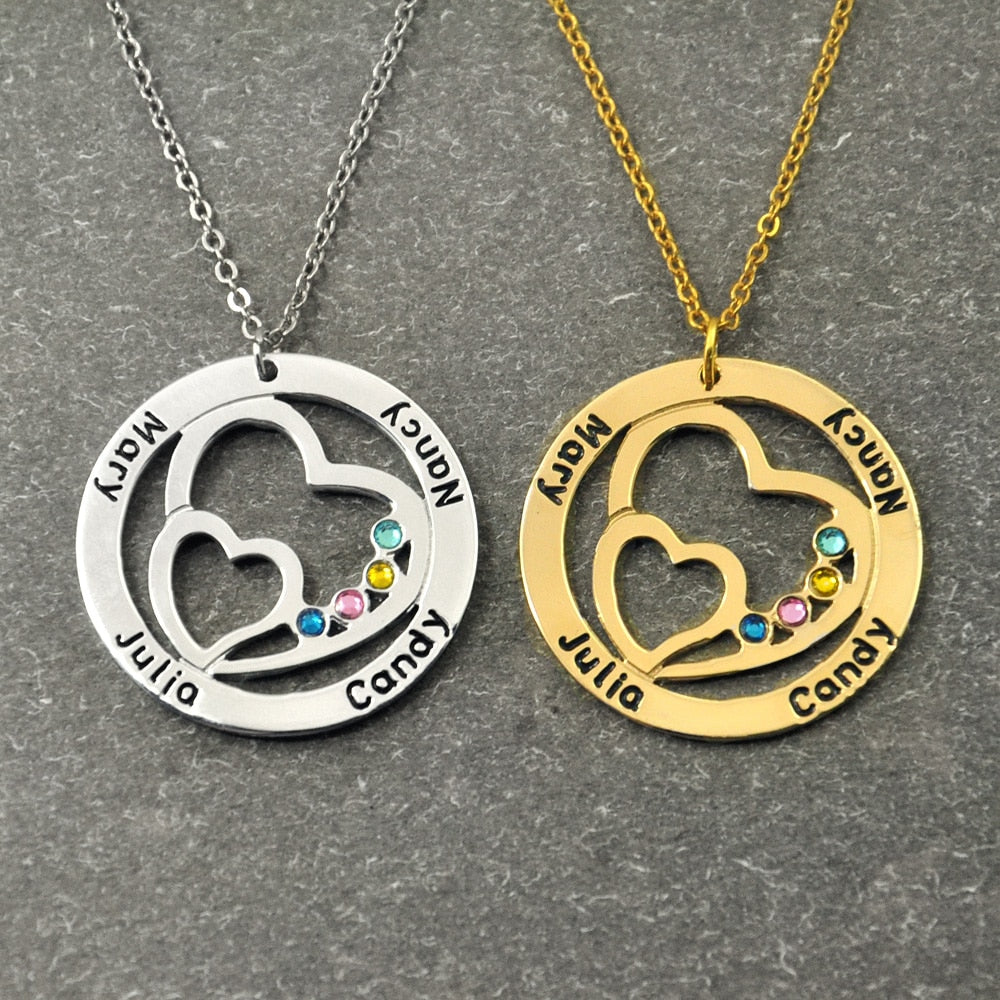 Personalized Name Necklace with Birthston in Cricle,Gift for Women - Limitless Jewellery