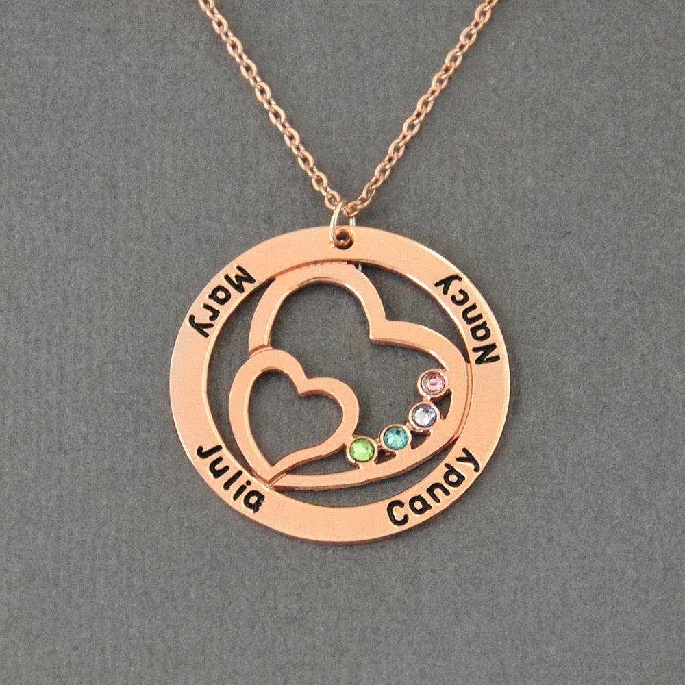 Personalized Name Necklace with Birthston in Cricle,Gift for Women - Limitless Jewellery