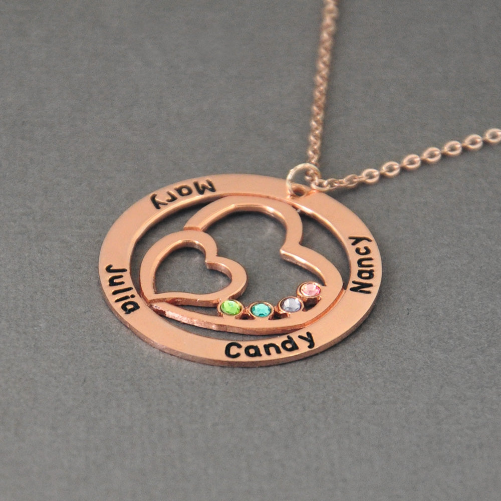 Personalized Name Necklace with Birthston in Cricle,Gift for Women - Limitless Jewellery