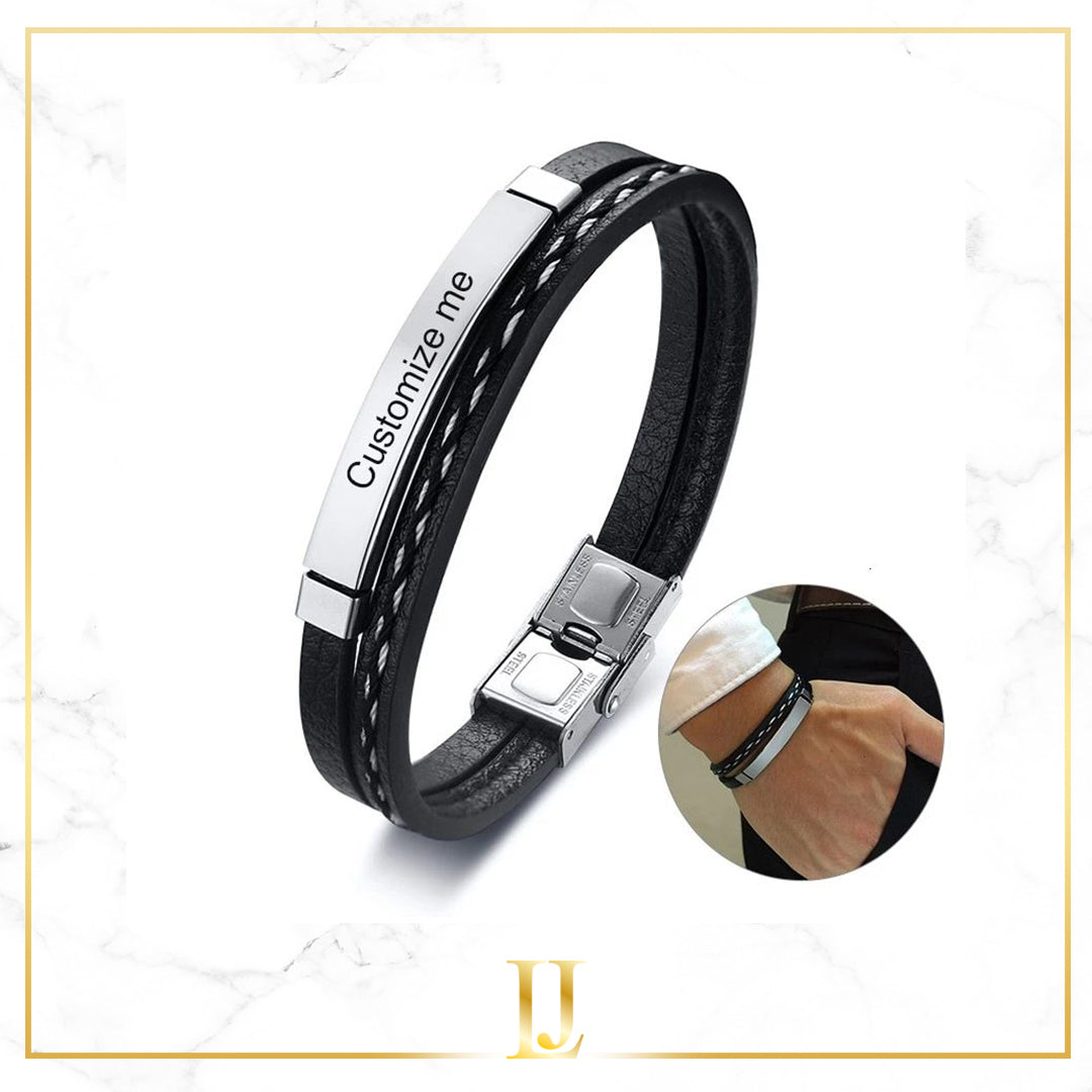 Personalized Leather Bracelet - Limitless Jewellery