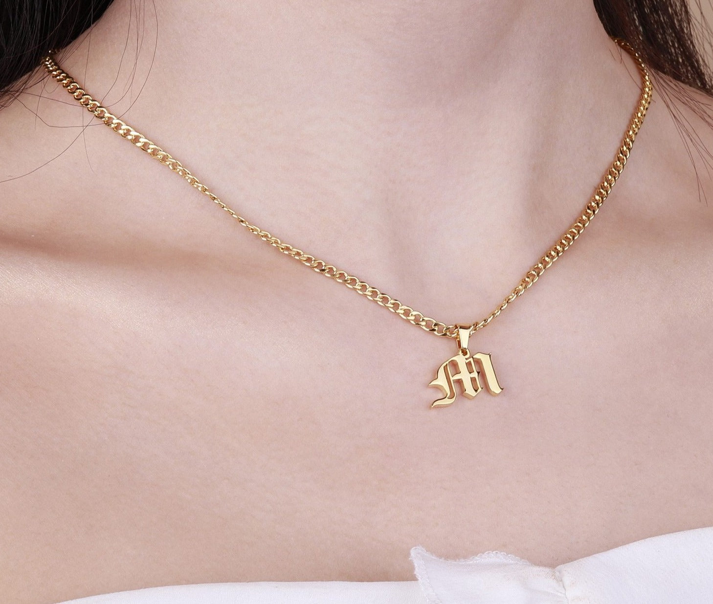 Old English A-Z Initial Necklace