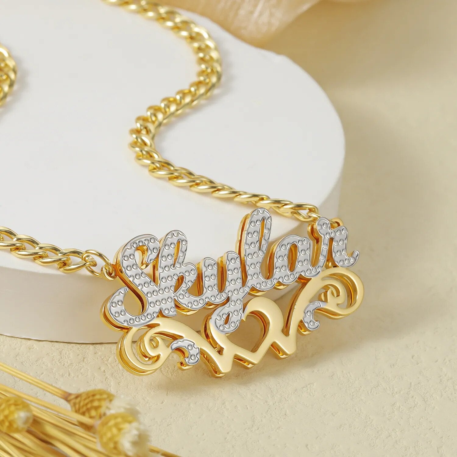 Personalized Double plated Heart Necklace