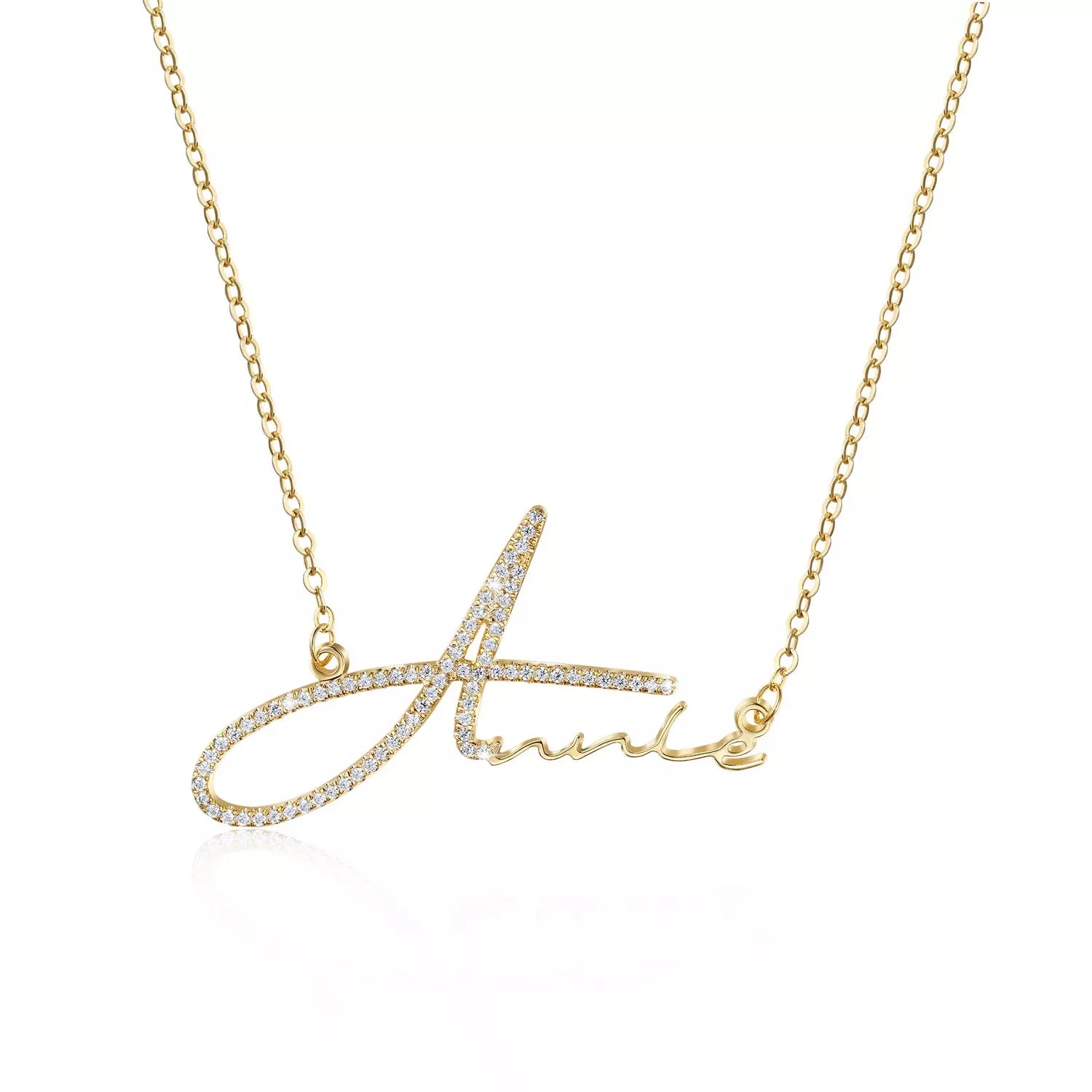 Icy First Letter Signature Name Tennis Chain Necklace