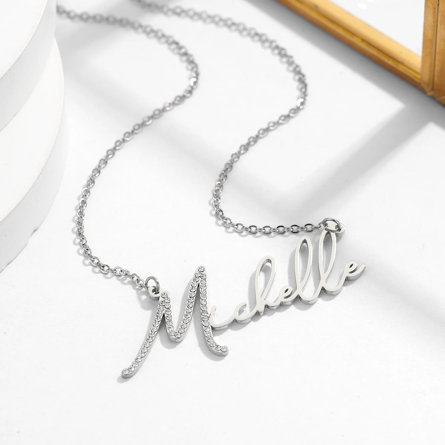 Icy First Letter Signature Name Tennis Chain Necklace