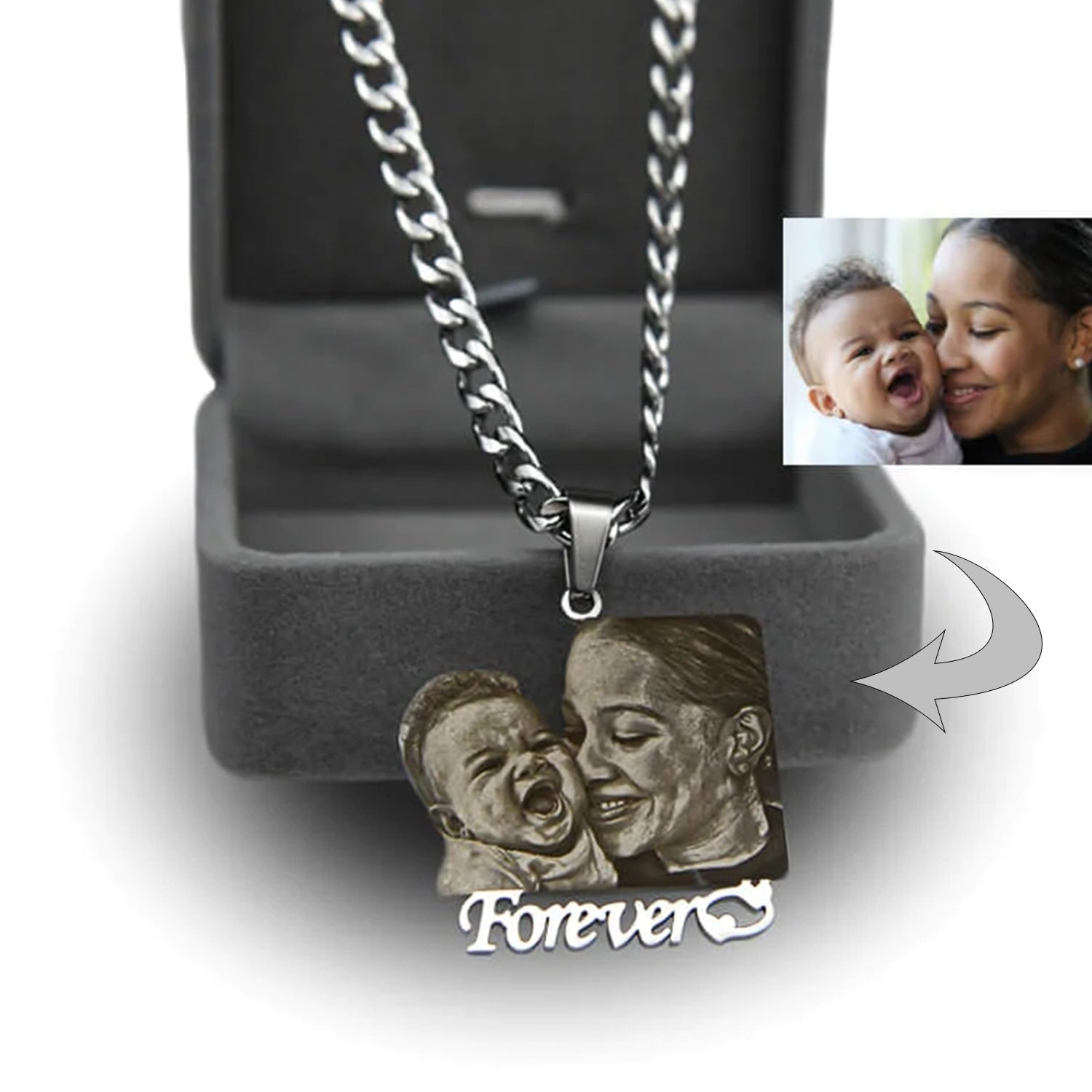 Personalized Photo with Nameplate Necklace