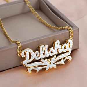 Personalized Women's Jewelry with Butterfly and Flower Design