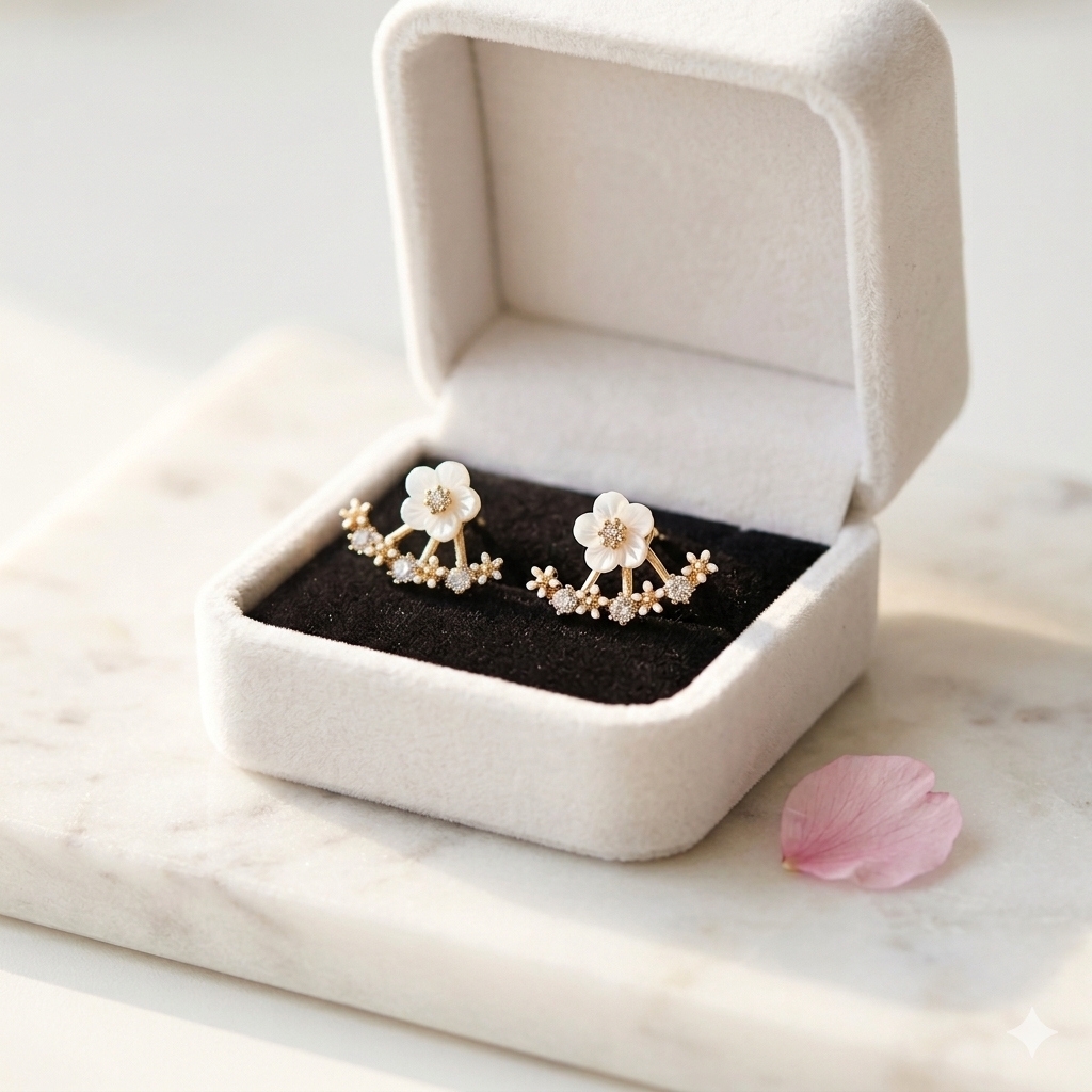 Cute Cherry Blossoms Flower Stud Earrings - Limitless Jewellery