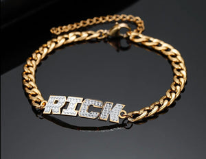 Personalized 18K Double Plating Stainless Steel Name Bracelet & Bangle.