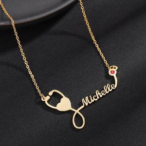 Personalized Stethoscope Name Necklace