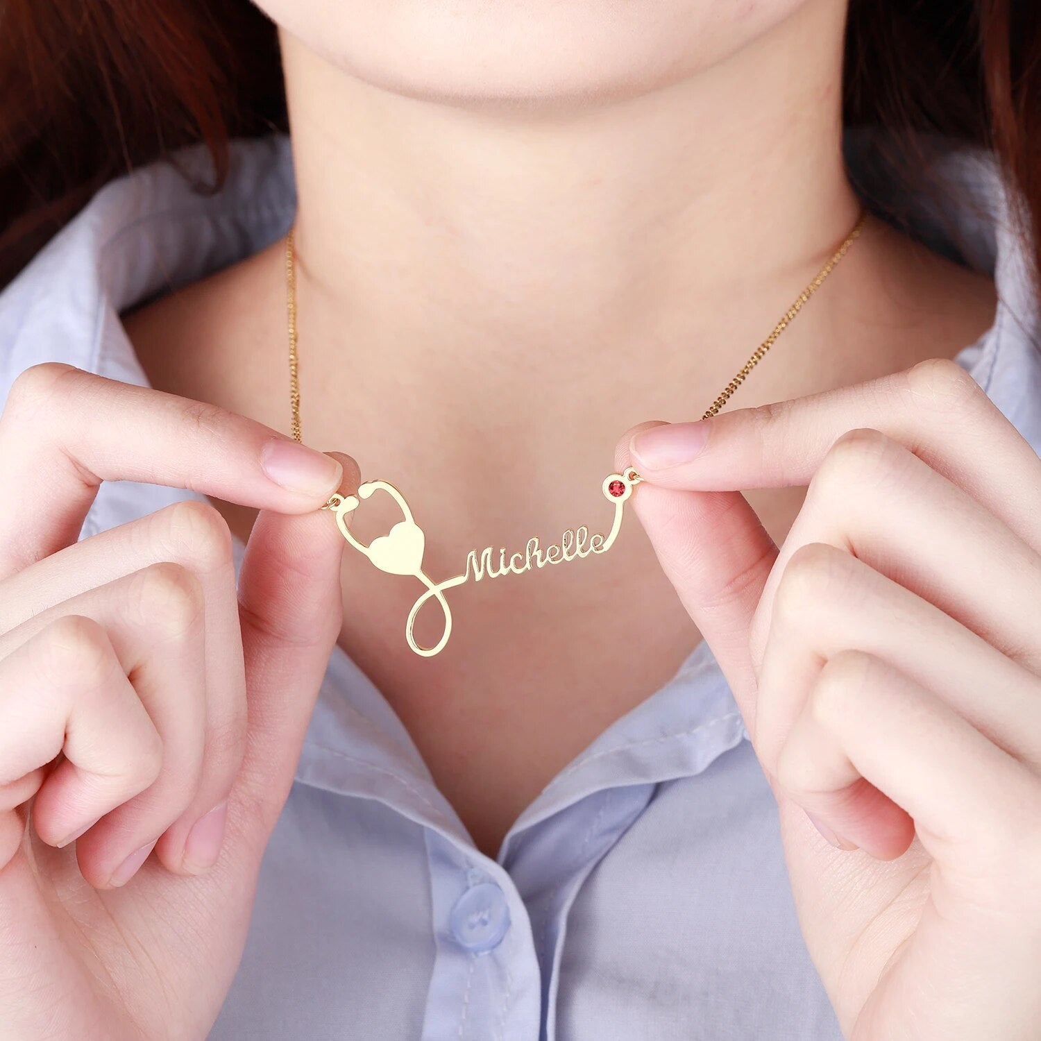 Personalized Stethoscope Name Necklace
